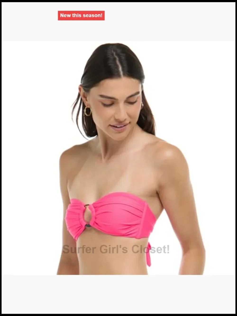 Women's Smoothies Solid Bandeau Bikini Top with Sash-Tie Back Removable Soft
